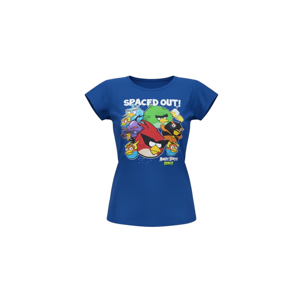 Angry Birds T-Shirt Womens M Blue Spaced Out Space Graphic Tee Fifth Sun